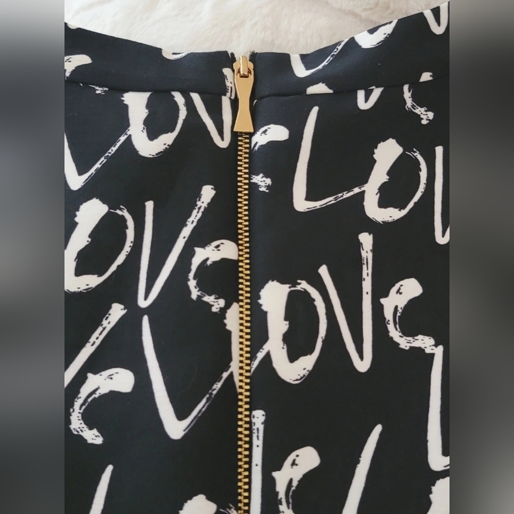 Kate Spade Dress Women's 4 Mindy Graffiti Love Black White Sleeveless Party - Picture 5 of 9